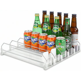 JFBAOLAO white fridge organizer with front glide for easy access to cans.