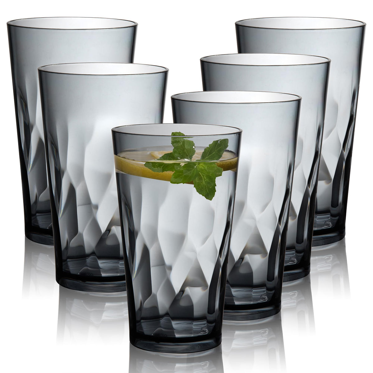 JGIRL unbreakable plastic drinking glass in grey for daily use.