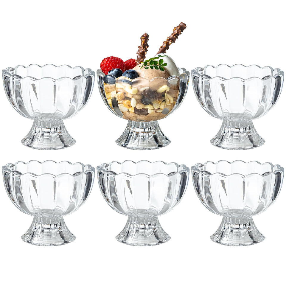 JGKYLDZ 5oz iced cream bowl with tulip shape for elegant desserts.
