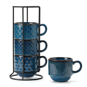 JH JIEMEI HOME embossed dots mug in blue for stylish coffee moments