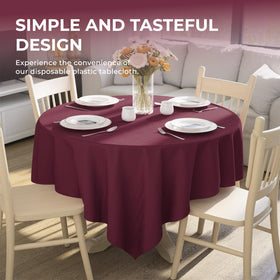 JHDZDHY burgundy round tablecloth on Christmas table, adds festive color and spill protection