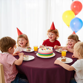 JHDZDHY burgundy round tablecloth at a party, coordinates decor and simplifies post-event cleanup