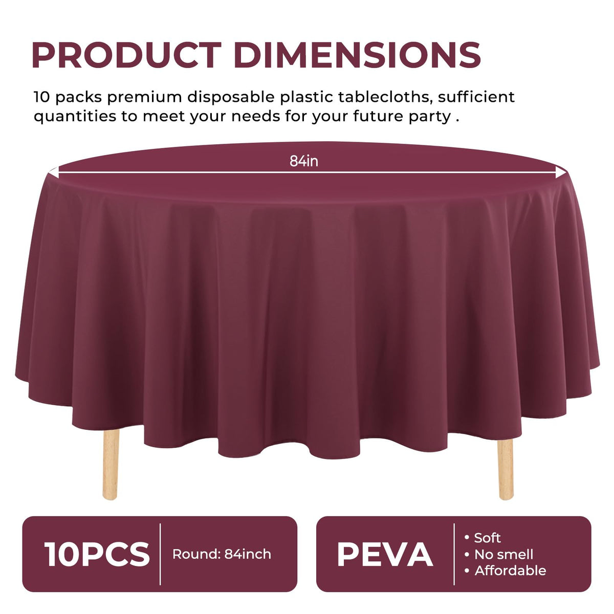 JHDZDHY burgundy round tablecloth for a wedding table, creates an elegant, cohesive event look