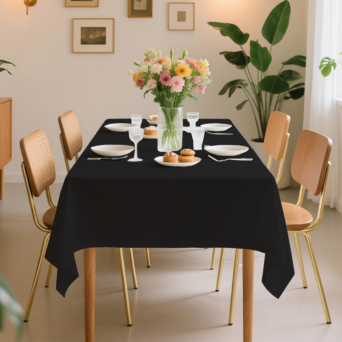 JHDZDHY black tablecloth simplifying post‑event cleanup