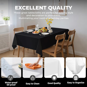 JHDZDHY heavy‑duty plastic tablecloth in black