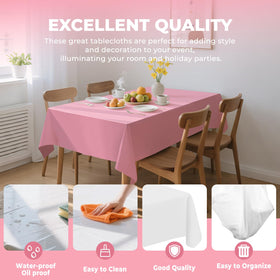 JHDZDHY heavy-duty plastic tablecloth protects surfaces during parties