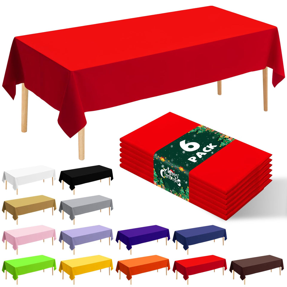 JHDZDHY red tablecloth on dining table for elegant meals and easy cleanup.