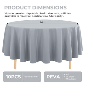 JHDZDHY silver grey round tablecloth closeup shows smooth, waterproof surface.