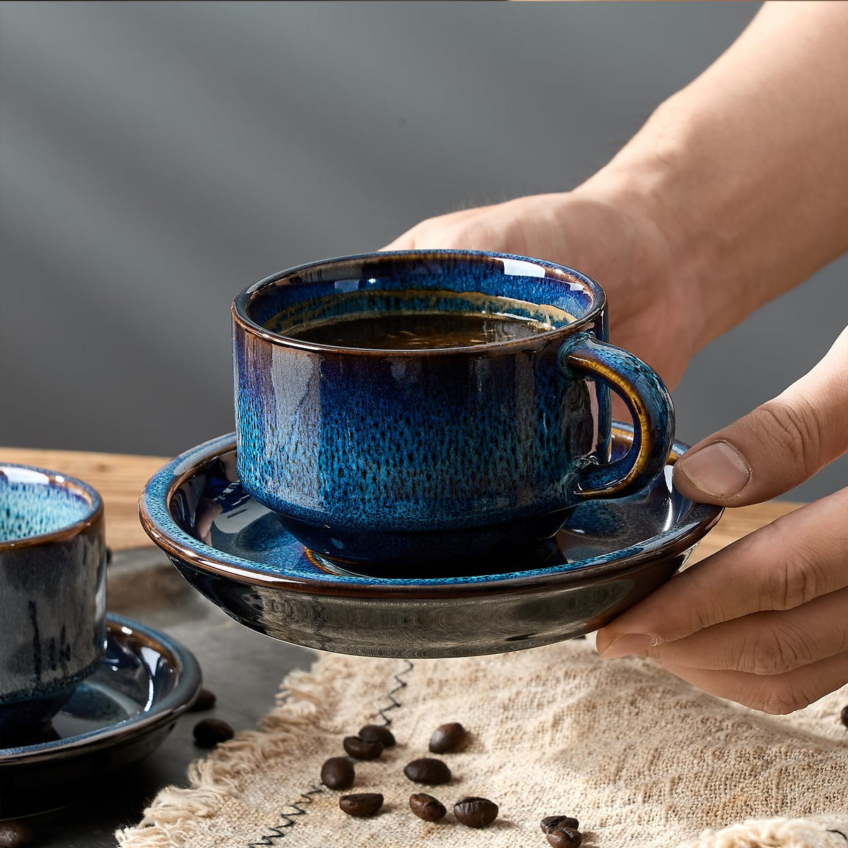 JH JIEMEI HOME midnight tide glaze espresso cups showcase natural texture and heat retention.