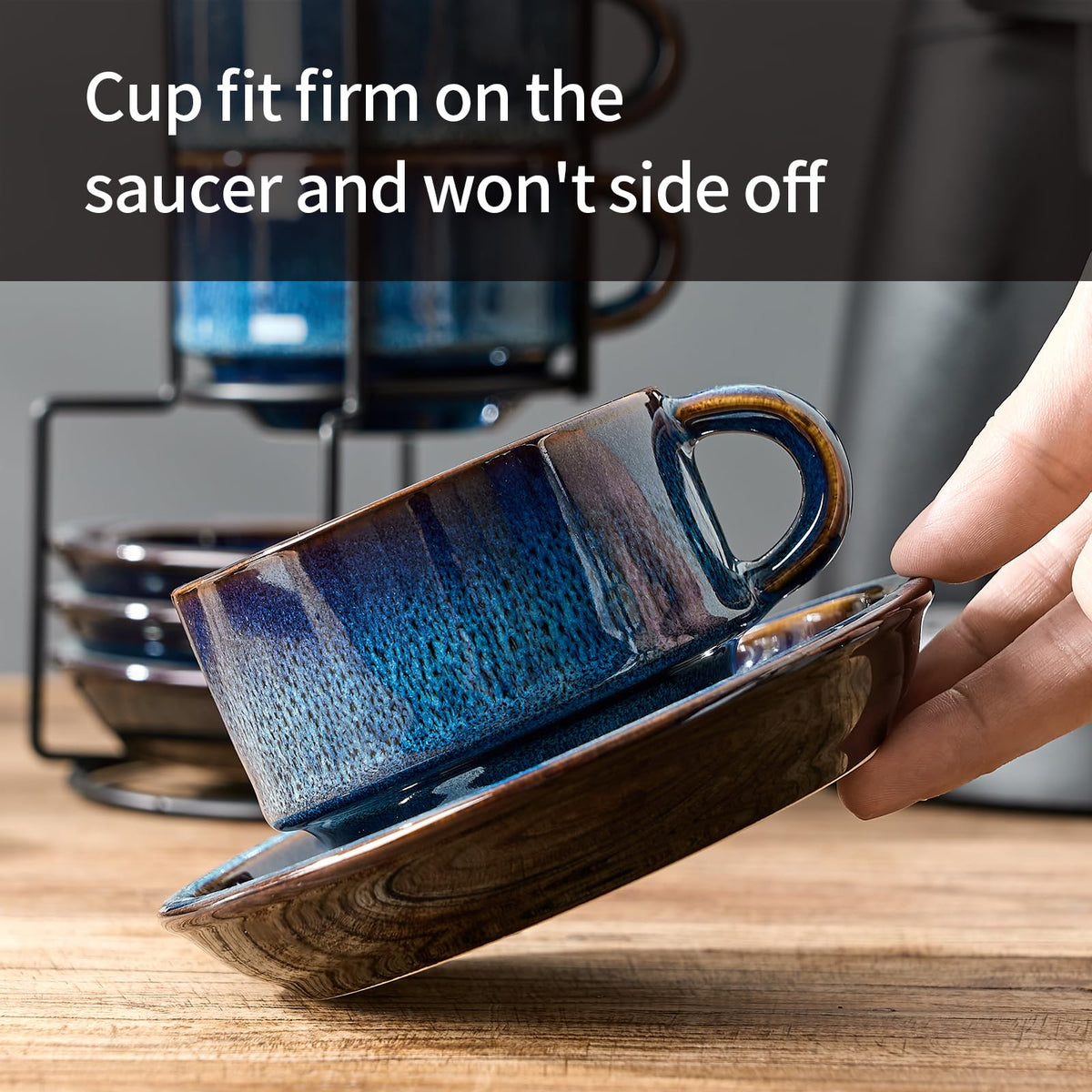 JH JIEMEI HOME saucer groove prevents sliding for stable serving.