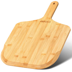 JIAFUEO bamboo pizza peel showing smooth surface for easy dough transfer.