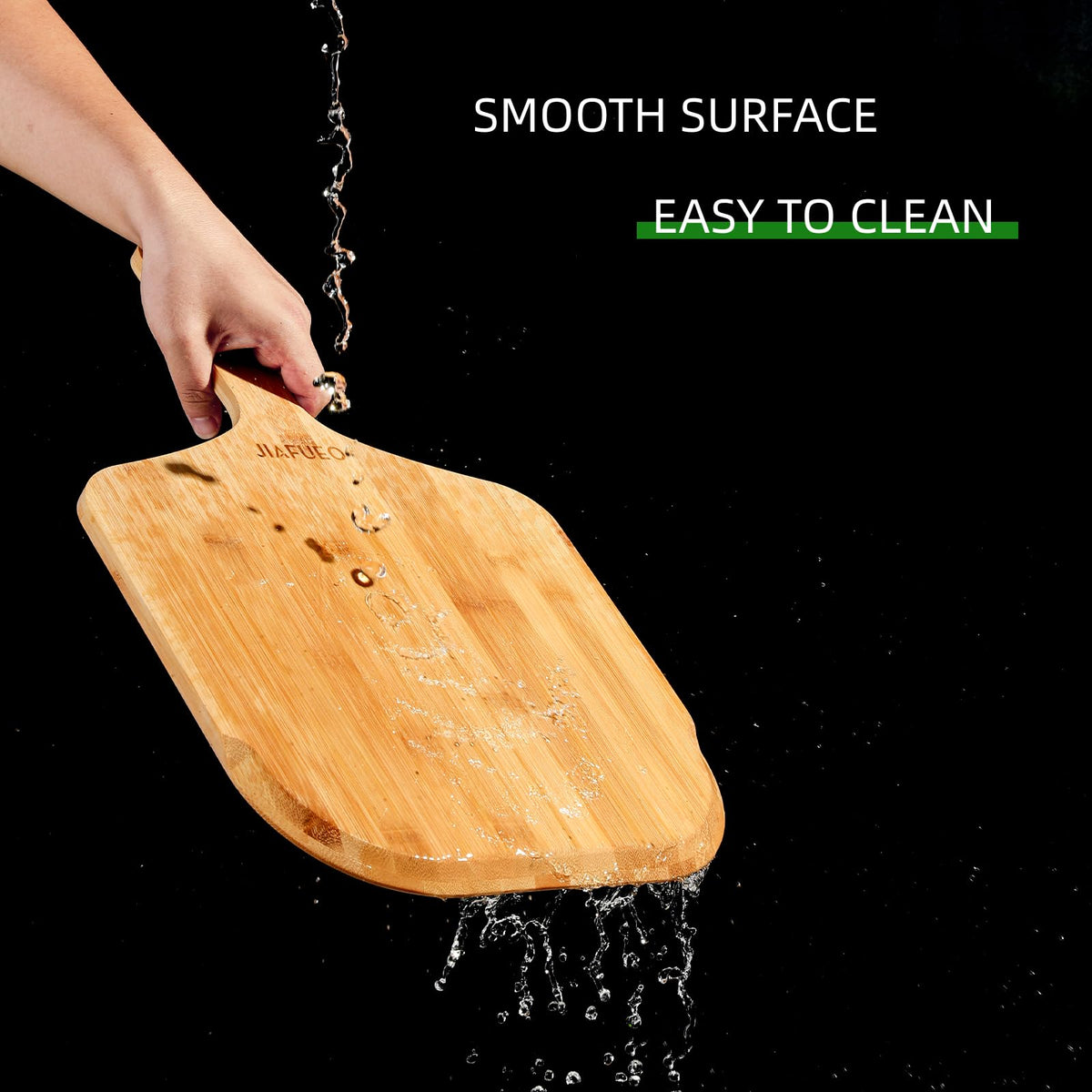 JIAFUEO bamboo paddle demonstrates easy cleaning after use.