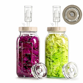 Jiaiton 64oz glass fermentation jar with date dial lid for precise tracking in your kitchen.