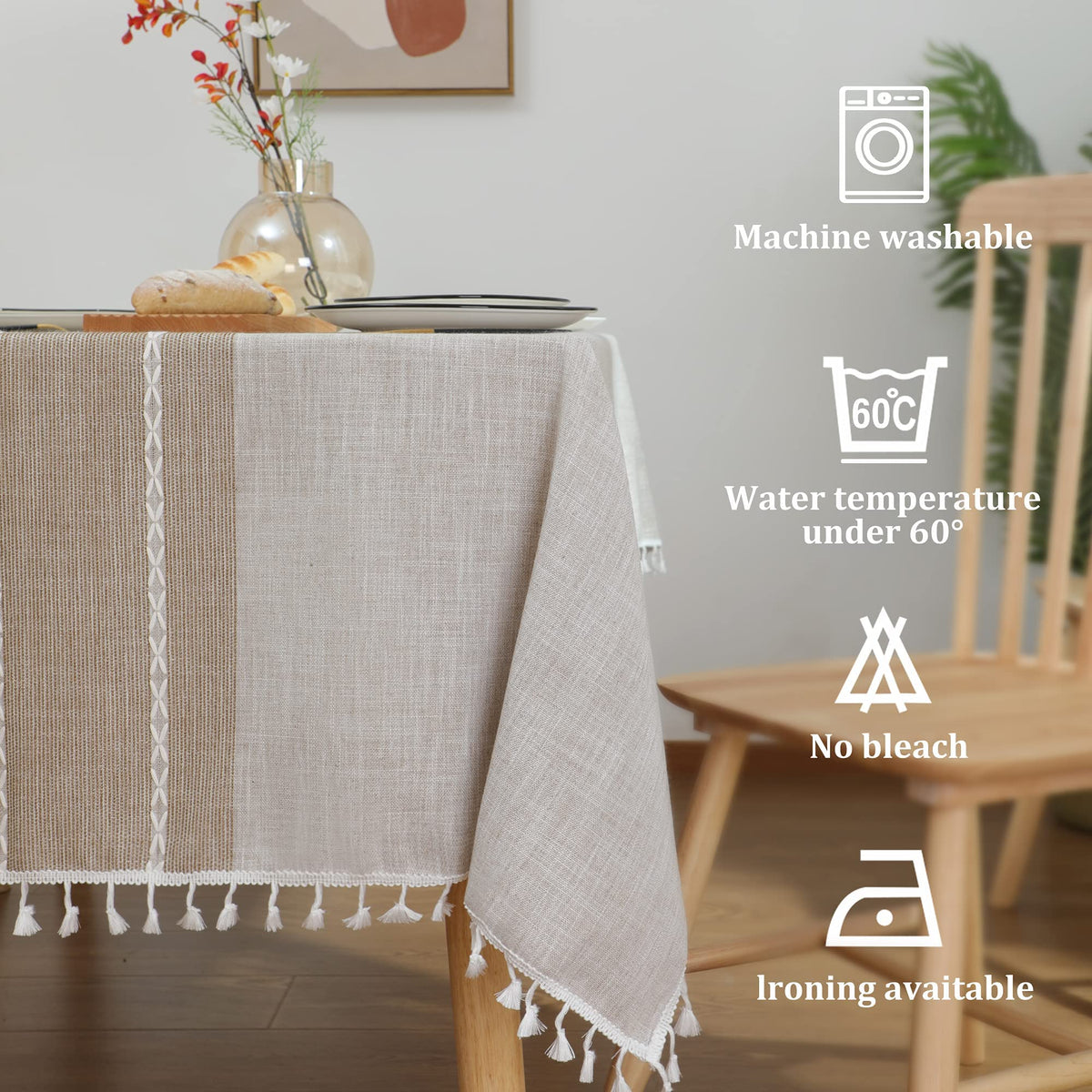 JIALE dining room setup with neutral tones for versatile styling.