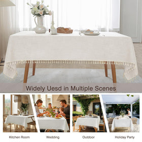 JIALE heavy-duty cotton-linen tablecloth stands up to family meals with soft durability.