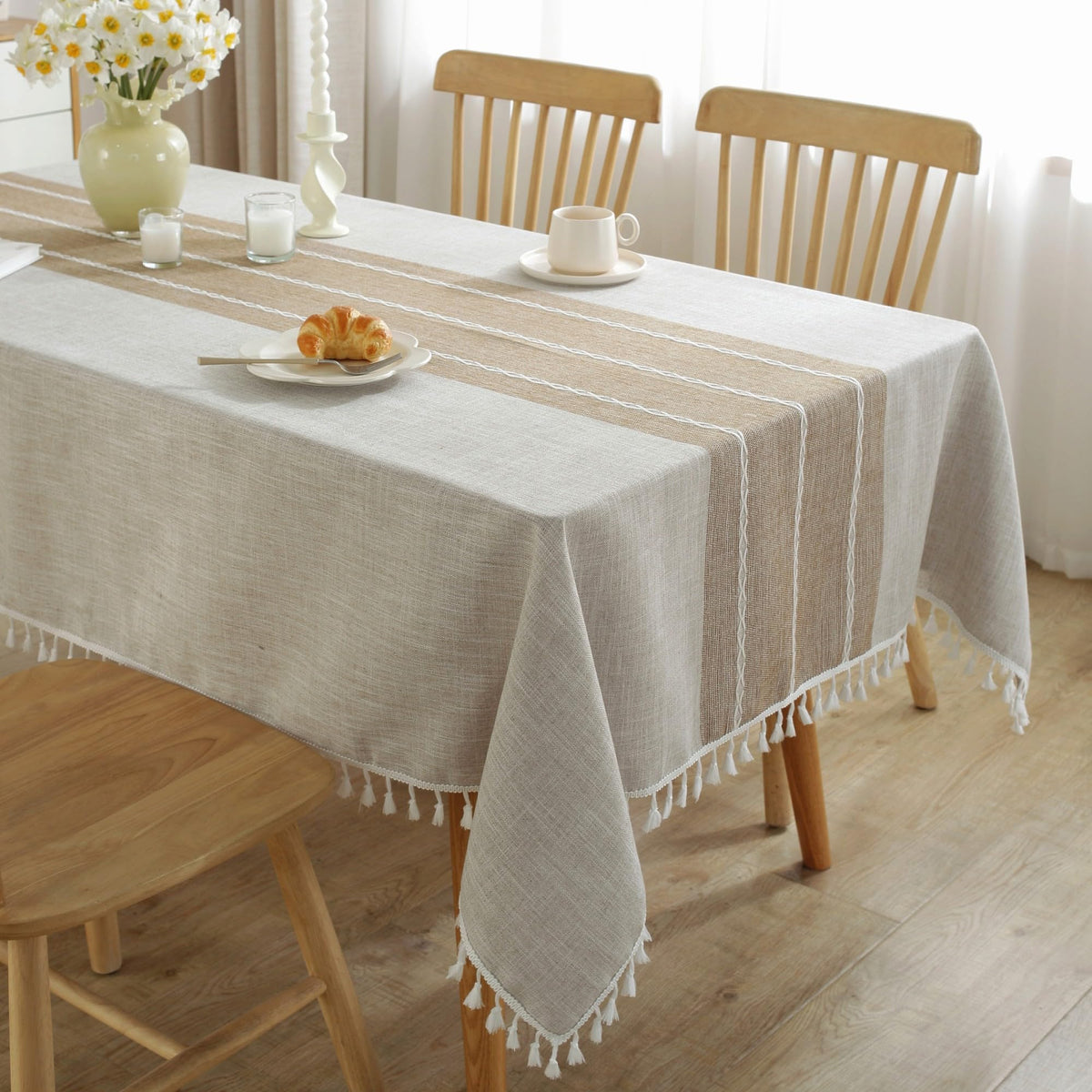 JIALE rectangle tablecloth with wrinkle-free fabric for a neat dining setup.
