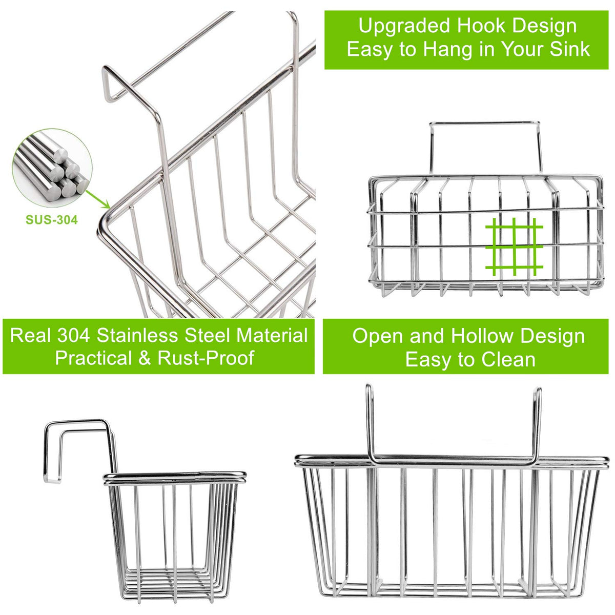 JIANYI sink caddy organizes soap, brushes and scrubbing tools.