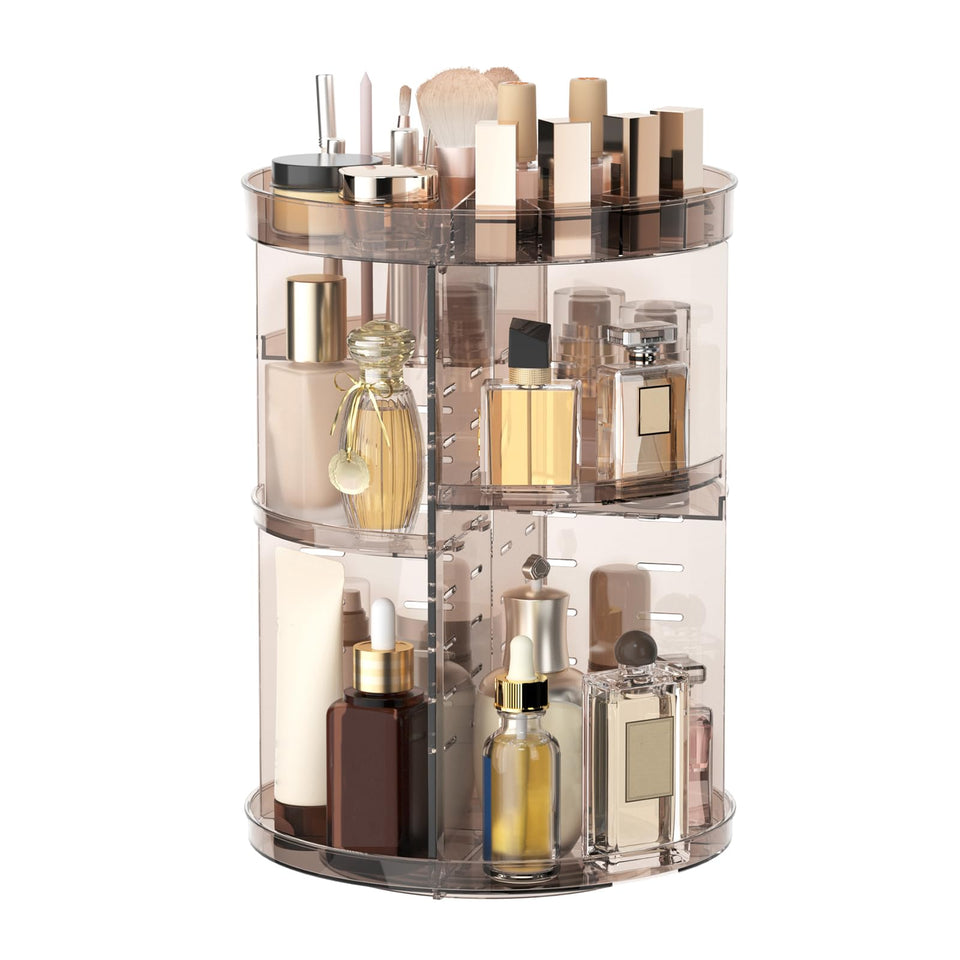 Jiavarry 360° rotating makeup organizer with lipstick slots for organized lip products