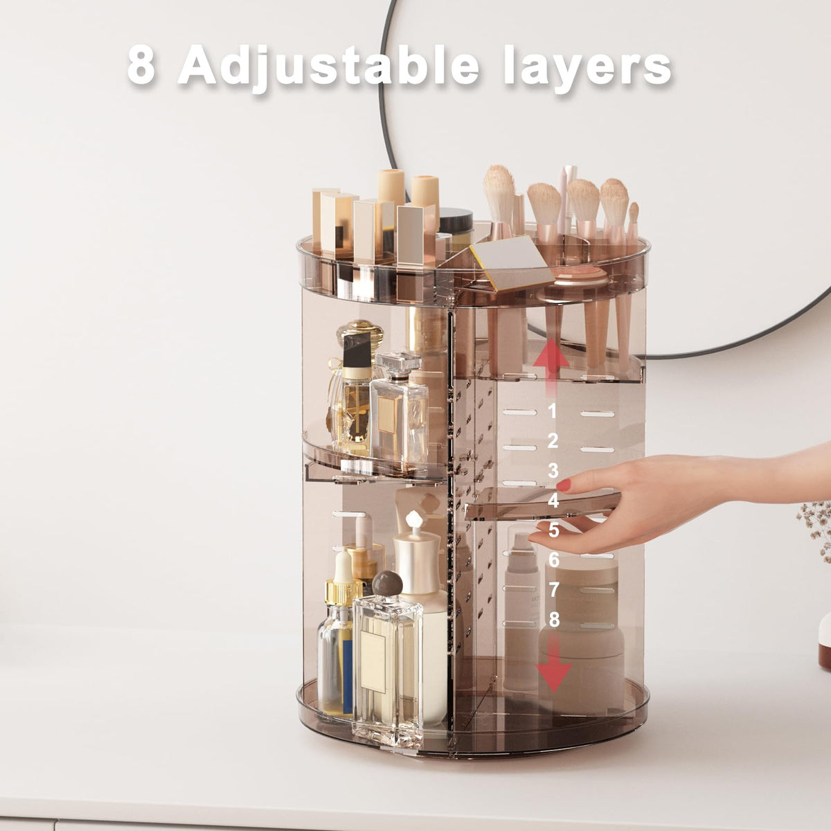 Jiavarry 360° rotation function keeps cosmetics accessible during routines