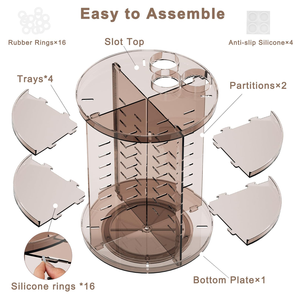 Jiavarry brush and perfume storage keeps essentials neatly organized.