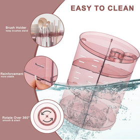 Jiavarry cosmetic display case keeps cosmetics neatly visible on vanity.