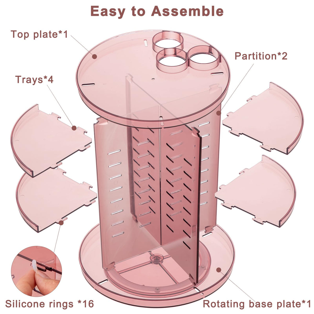Jiavarry large-capacity organizer stores brushes, makeup, nail polish, and more.