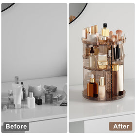 Jiavarry multi function desk organizer doubles as vanity and spice rack.