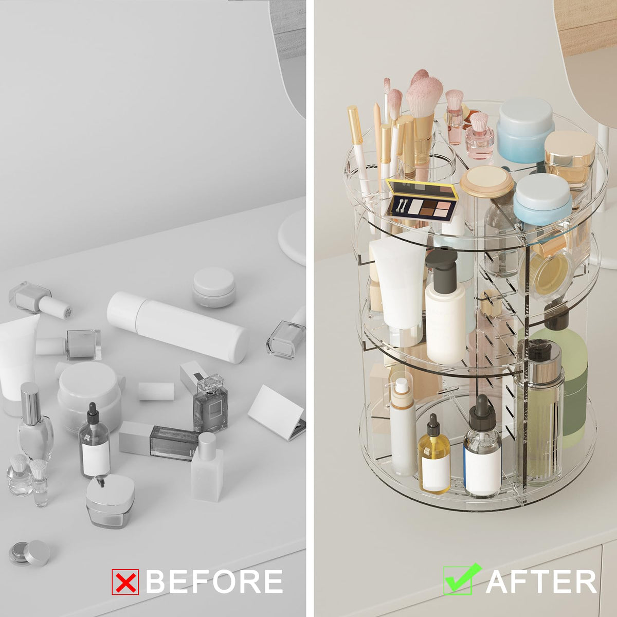 Jiavarry multi-function desk organizer suitable for vanity or bathroom.