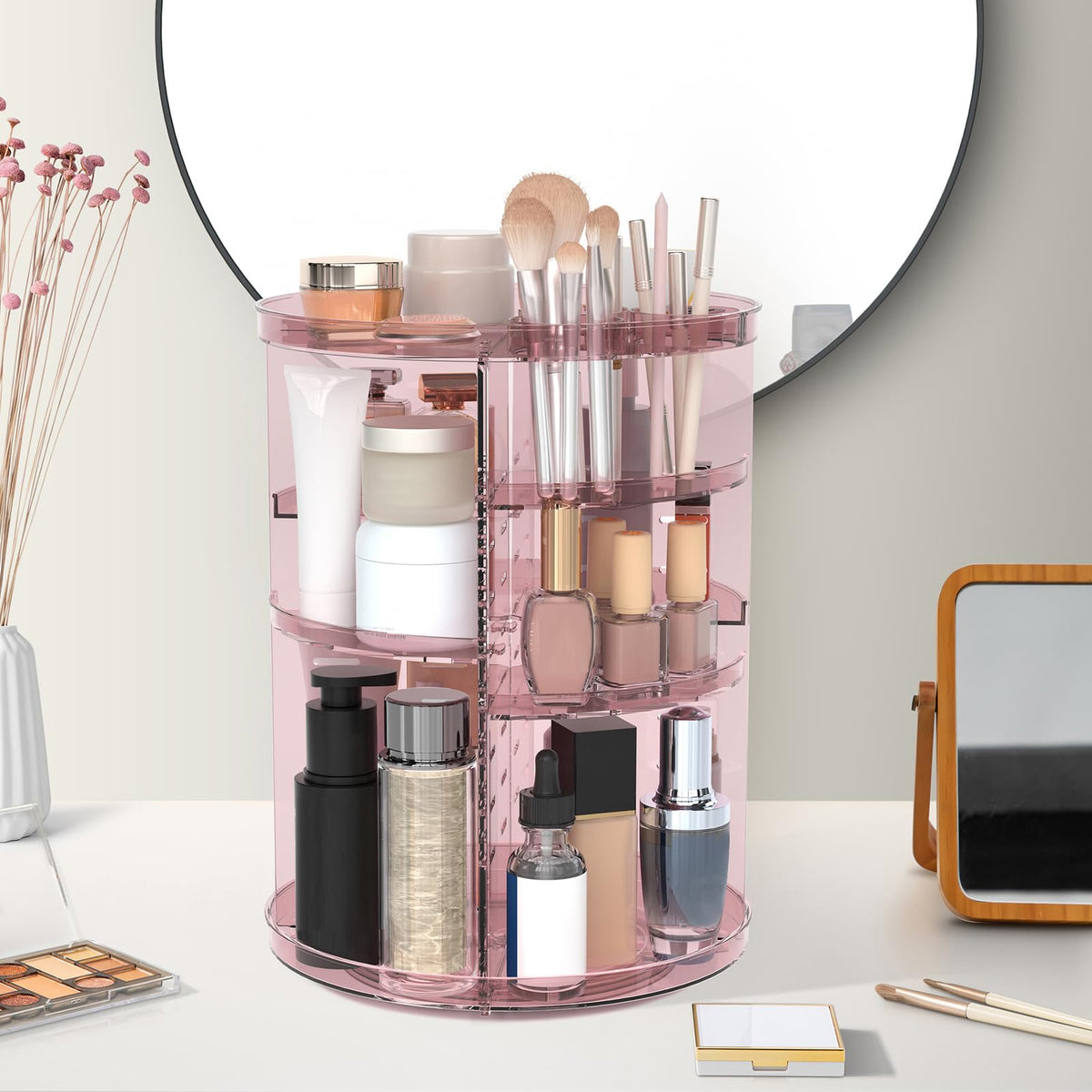 Jiavarry pink multi-function organizer suits vanity, bathroom, and dresser spaces.