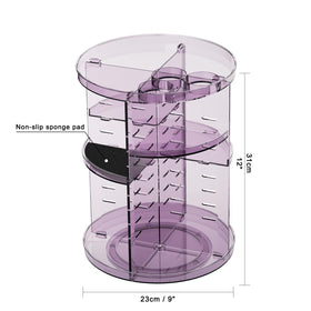 Jiavarry rotating makeup organizer brush rack stores brushes upright and within reach.