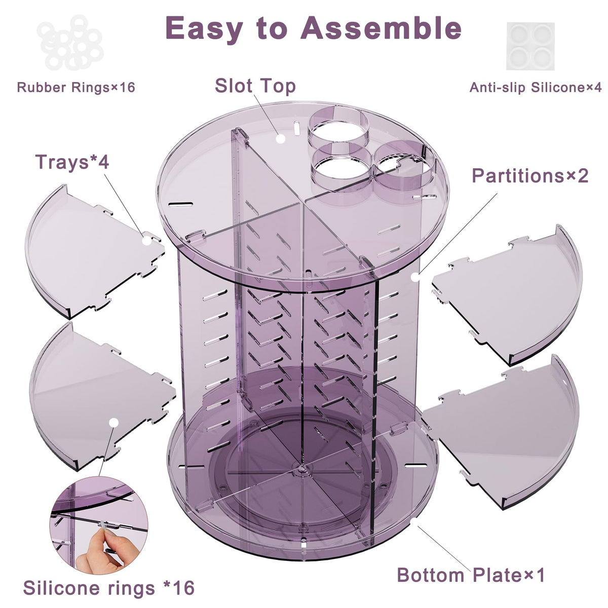 Jiavarry rotating makeup organizer eyeshadow and creams area keeps products visible.