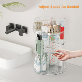 Jiavarry skincare organizer with silent 360-degree rotation for quiet use.