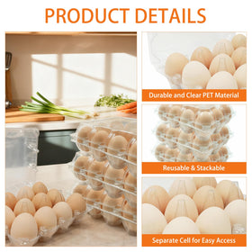 Jibrelxion durable plastic egg cartons are reusable and easy to clean.