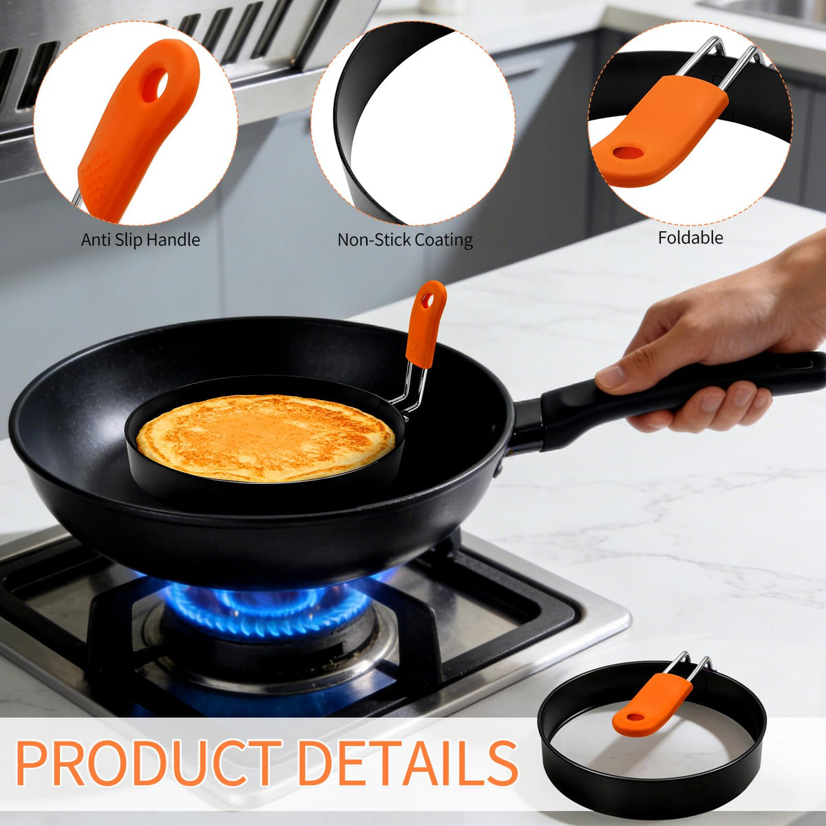 Jibrelxion 4-inch stainless egg ring for neat sunny-side eggs.