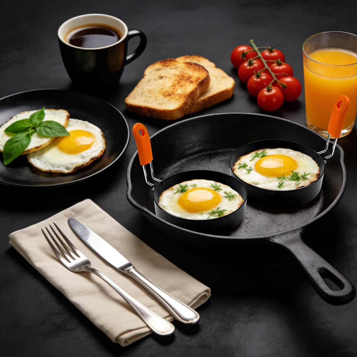 Jibrelxion egg ring easy-clean nonstick finish for simple rinsing.