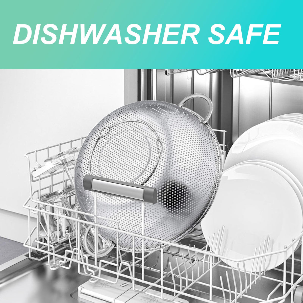 JIDSPWLS colander with foot design provides stable draining when loaded.