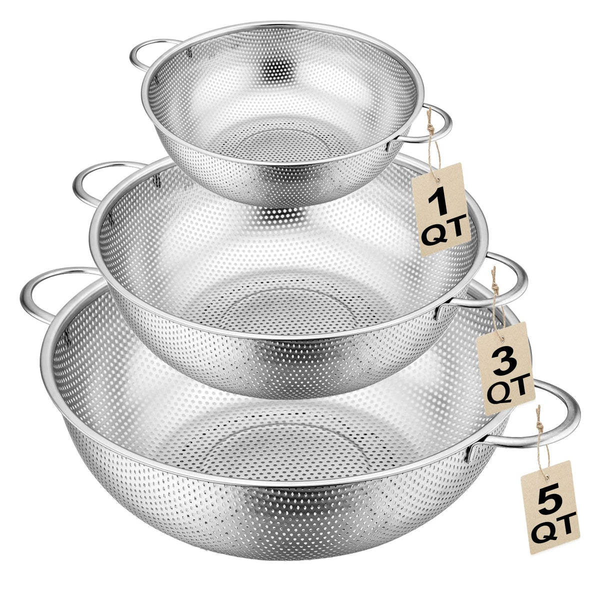 JIDSPWLS 5qt colander with handles for fast drainage during family meals.