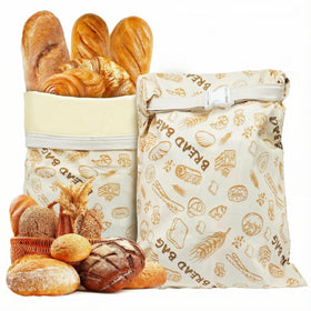 JIDSPWLS beeswax bread bag front view highlights breathable storage for fresh loaves
