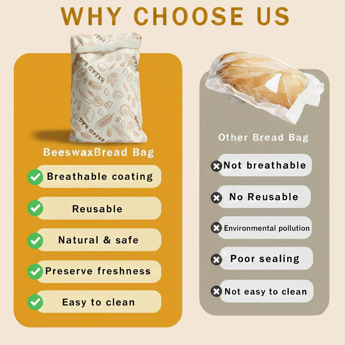 JIDSPWLS beeswax bread bag stored in fridge maintains moist freshness