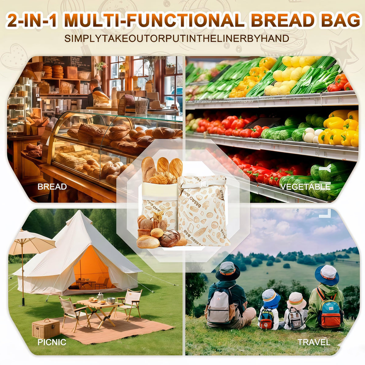 JIDSPWLS beeswax bread bag textured fabric for stylish storage
