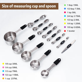 JIEJIE spoons double-sided eight-piece set for flexible ingredient sizing.