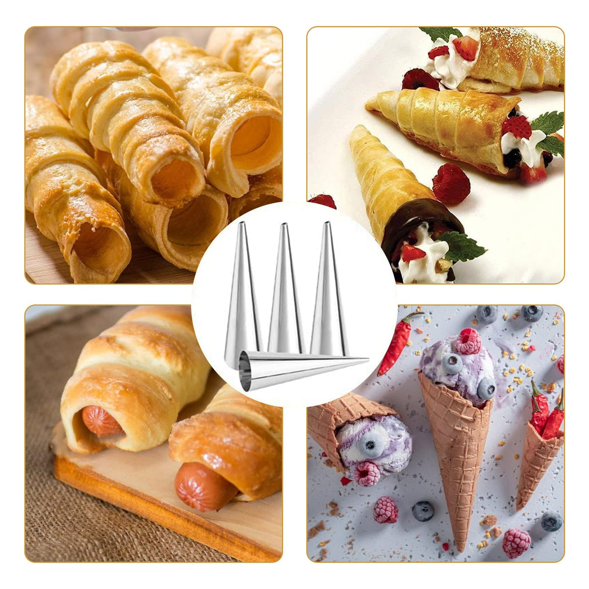 JIELUO non-stick cream horn molds release shells smoothly