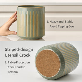 Cork mat bottom protects surfaces and stabilizes the holder