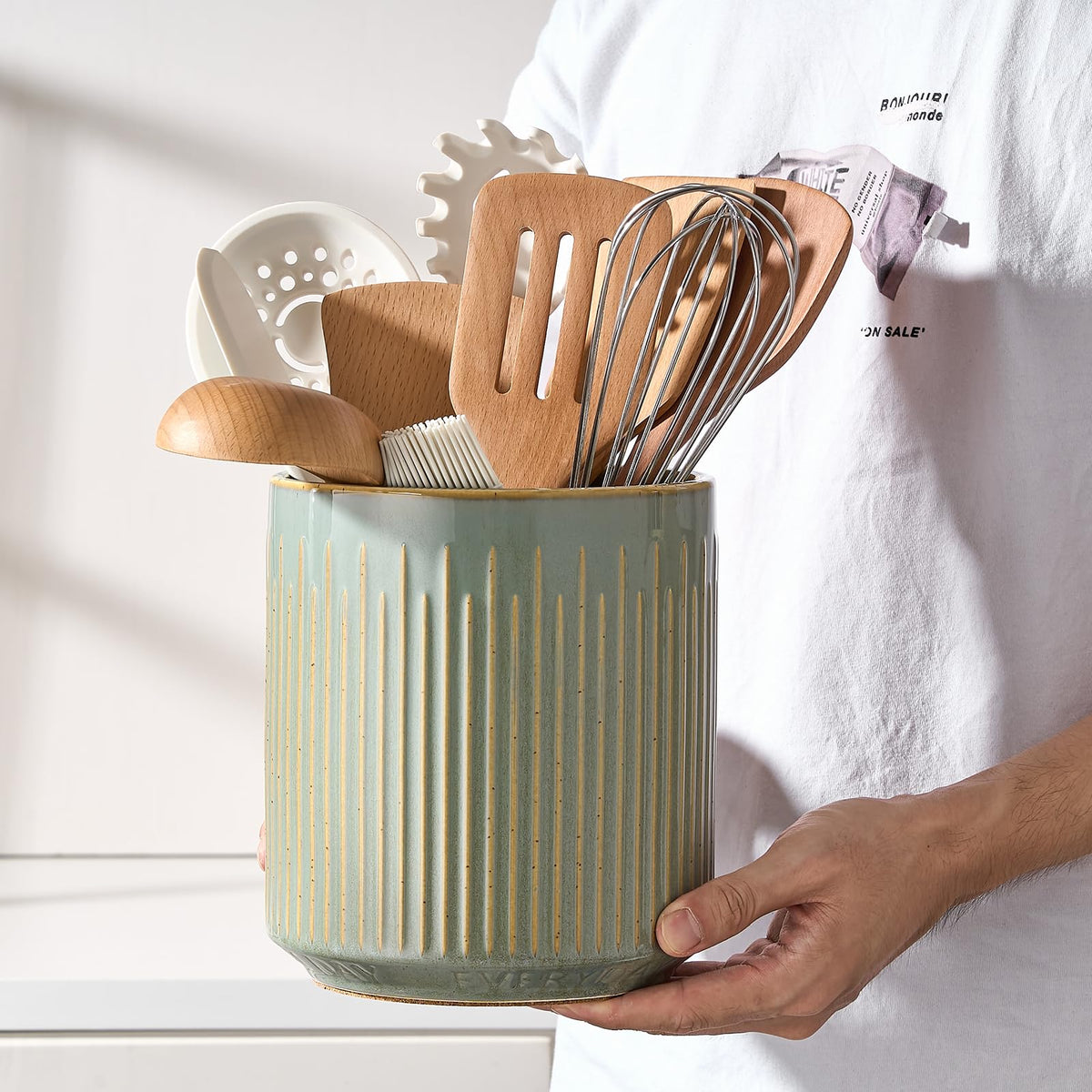 Durable ceramic construction provides stable everyday use