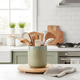 Spoon spatula ladle storage setup for easy access during cooking