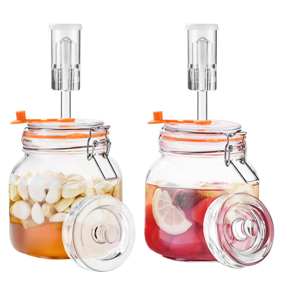 Jillmo 1L square fermentation jar with wide mouth for easy filling and cleaning.