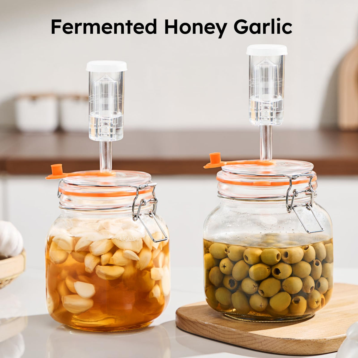 Jillmo 3-piece airlock system enables hands-free gas release during fermentation.