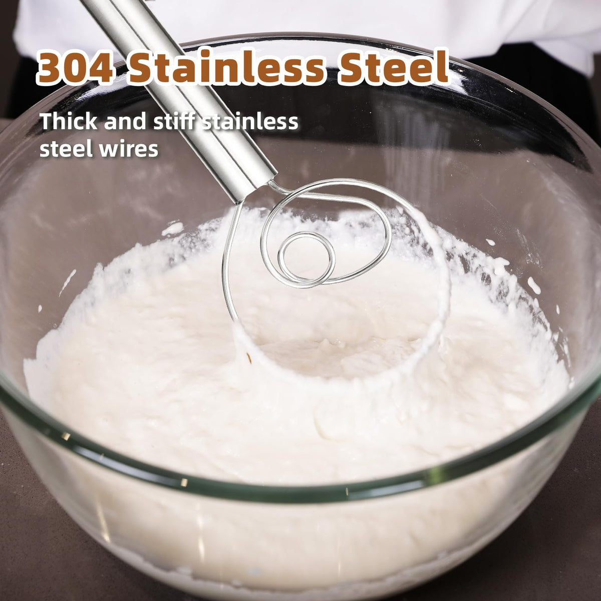 Jillmo dough whisk handle with comfortable grip for long sessions