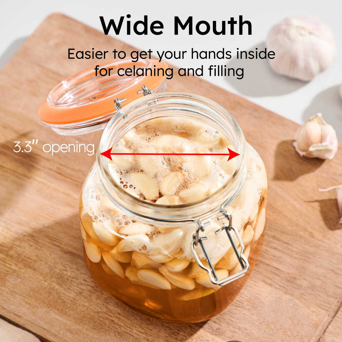Jillmo fermentation weight with handle ensures brine coverage and submerged ingredients.