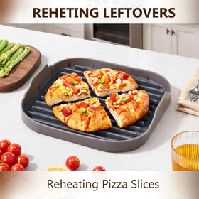 Jillmo tray used to reheat different foods in microwave